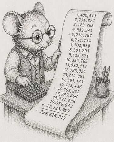 A mouse and a floating-point error - the same numbers adding up to a different total.