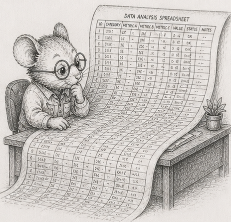 A mouse and a spreadsheet too big for memory - a dependency graph recomputed in dirty cones, streamed in pegged tiles.